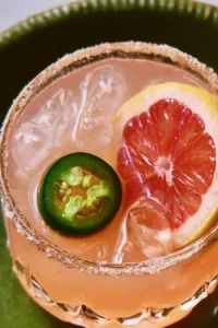 Spicy Paloma Cocktail with jalapeños and grapefruit