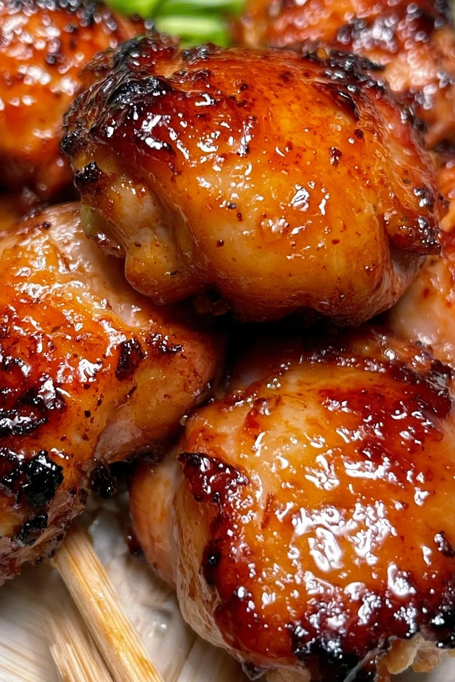 Air Fryer Sweet Chili Chicken Thighs with Honey Glaze 1 Sweet chili glazed Thai boneless chicken thighs cooked in an air fryer