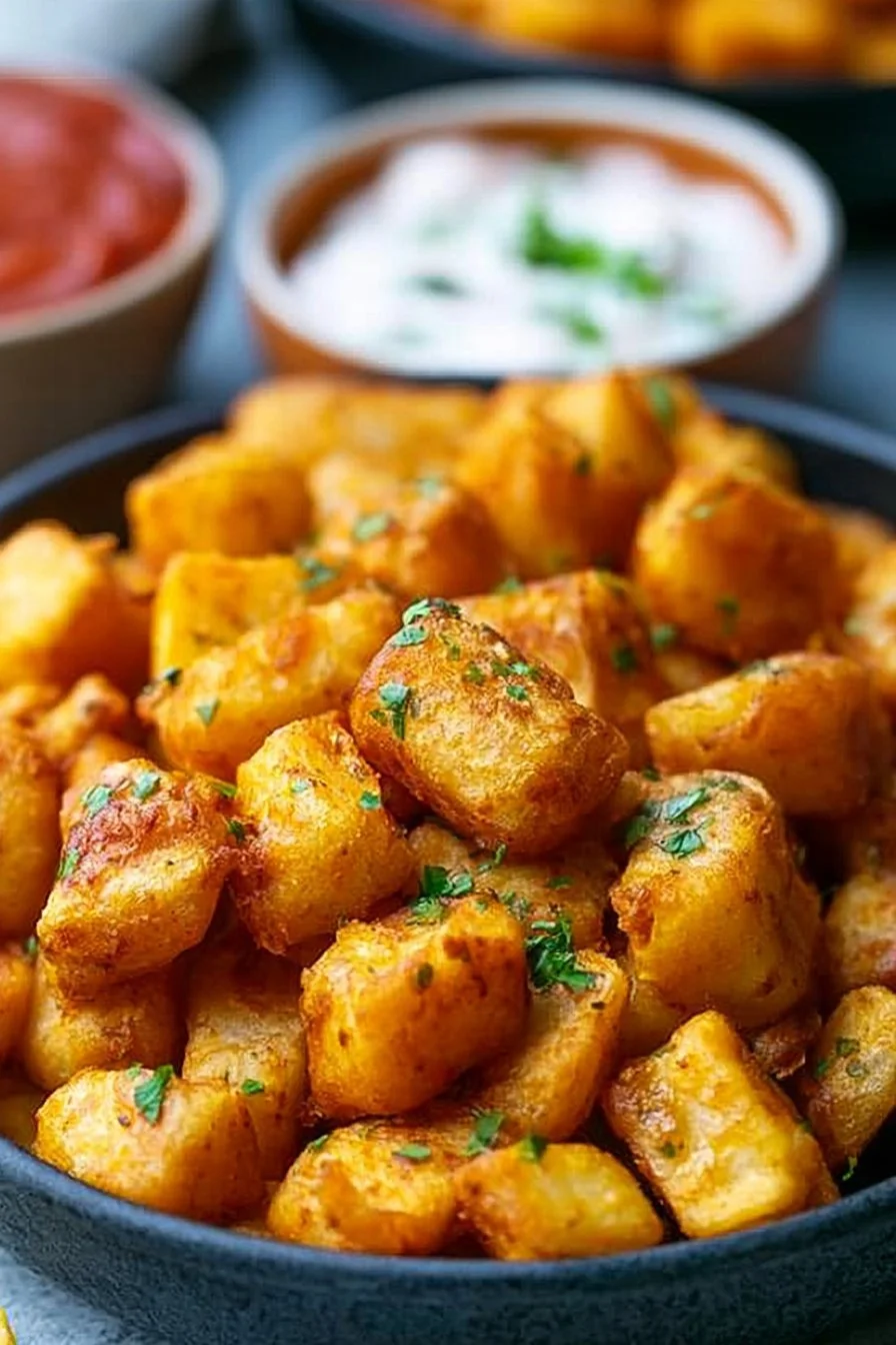 Home 55 Homemade Taco Bell Potato Bites on a plate