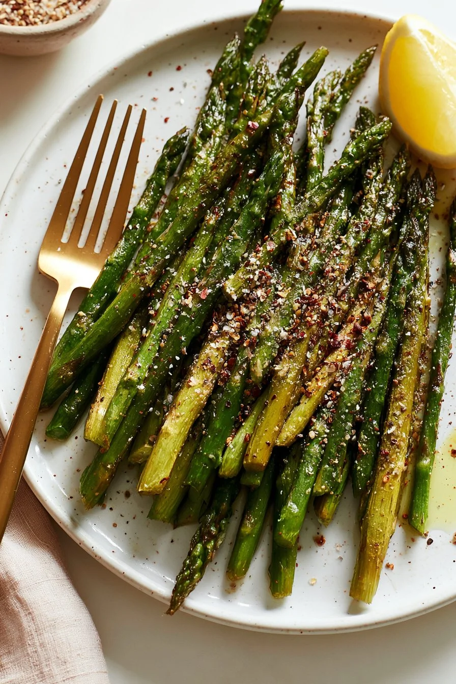 Crispy air fryer asparagus in a bowl, perfect for a healthy side dish