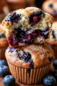 Delicious homemade blueberry muffins fresh out of the oven