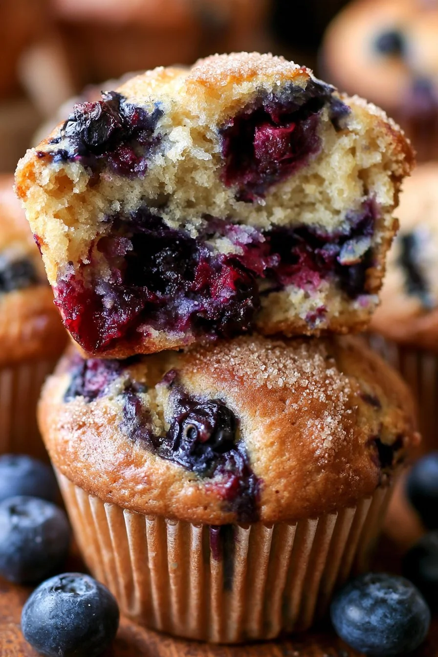 Delicious homemade blueberry muffins fresh out of the oven
