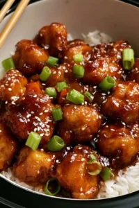 Delicious General Tso's chicken made in a slow cooker