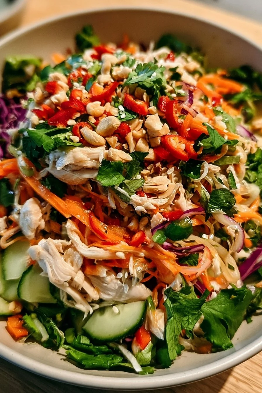 Vietnamese Chicken Salad 10 Vietnamese Chicken Salad with fresh herbs, vegetables, and grilled chicken