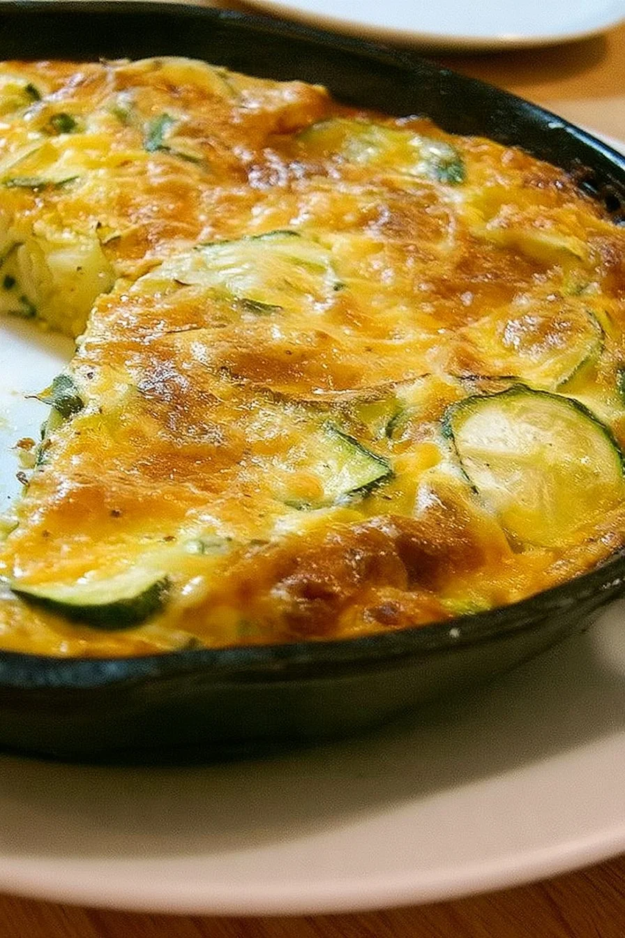 Delicious zucchini frittata served on a plate with fresh herbs